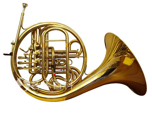 圆号演奏者正在演奏圆号