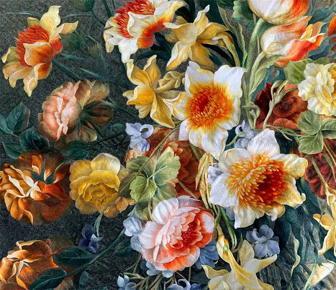 苏绣花卉刺绣作品