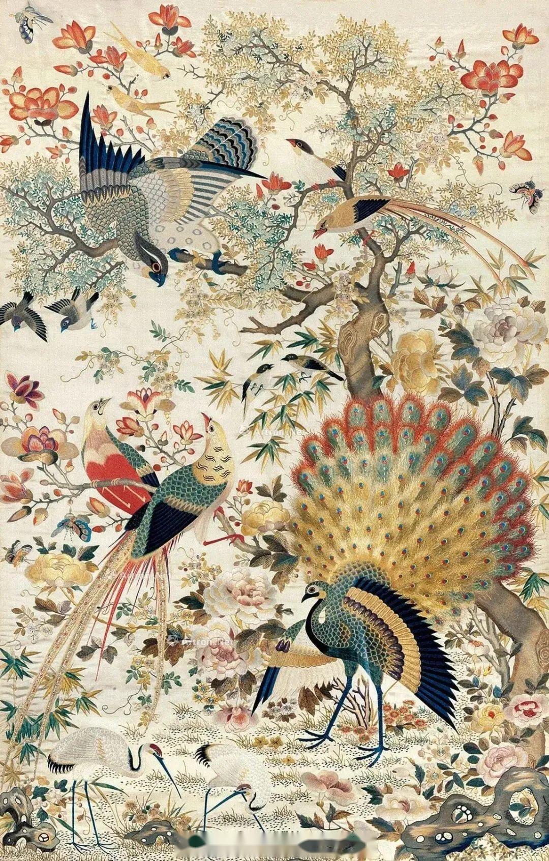 粤绣孔雀开屏作品